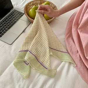 Mother's Day Gifts, Vintage Polka Dot Square Scarf for Women(1 Pack), 21.65" x 21.65" Aesthetic Head Scarf Neckerchief, Retro French Style Hair Bandana Wrist Wrap, Decorative Handbag Ribbon Fashion Accessory