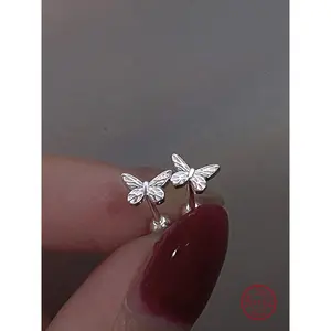 925 Sterling Silver Butterfly Design Earrings, Stud Earrings Jewelry, Fashion Jewelry for Women, Elegant Jewelry for Party, Daily Clothing Decor, Trendy Jewelry for Birthday Gift