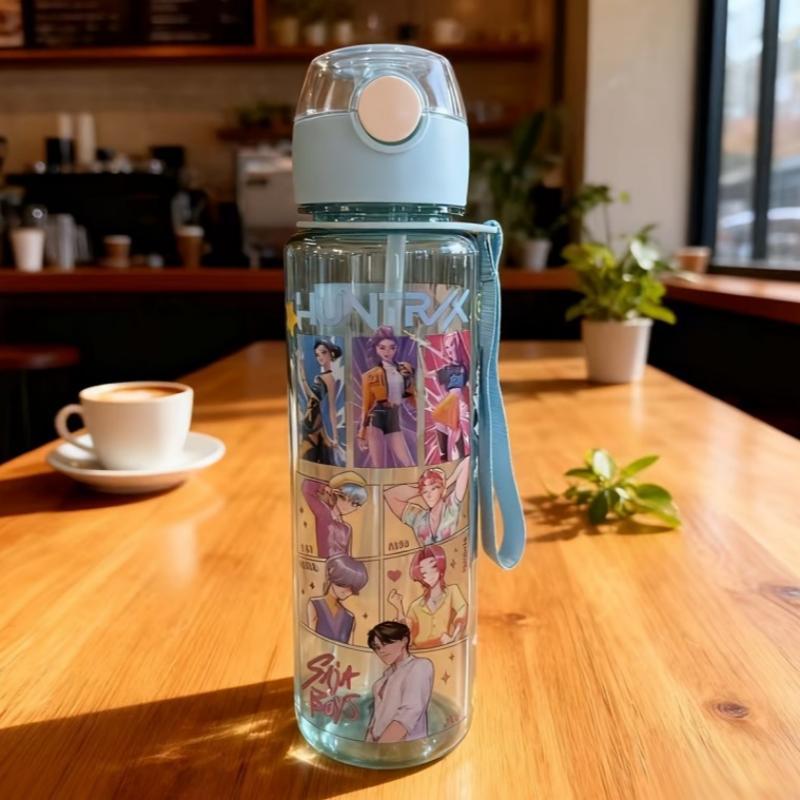 700ML KPop Demon Hunters Gradient Straw Cup (750ml)| Portable for Hiking,– Letter A-Z Girl, Portable High-Capacity | Outdoor Use