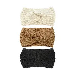 3 pcs Winter Essential: Ultra Soft Knit Elastic Headbands with Bow - Warm Stretchy Ear Protector for Outdoor Activities and Daily Use