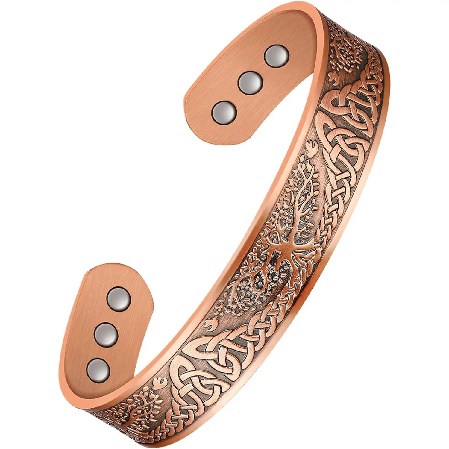 Copper Magnetic Bracelets for Men Women with Neodymium Magnets, Tree of Life Pattern, 99.99% Pure Solid Copper Cuff Bangle, Health Jewelry Gift bracelet