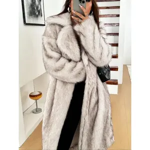 Women’s winter cotton jacket with a stand collar and long sleeves, elegant long jacket with pockets, fashionable warm jacket, suitable for cold weather