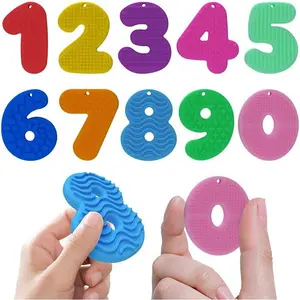 10PCS Sensory Toys & Number Learning - Soft Silicone 123 Stones with Keychains, Montessori Math Toys for Toddlers, Quiet Autism ADHD Fidgets,Toddler Travel Essential & Teacher Gift(10 Numbers)