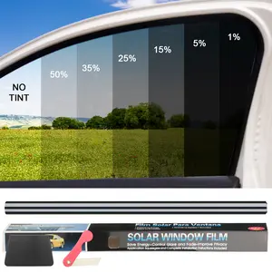 Window Tint Film 20" X 20FT , 600CM Uncut Roll Window Tint Film 1%, 5%, 15% , 25% , 35%, 50% VLT Window UV Blocking and Privacy Film,All Car Side & Rear Window Tint for Home Office Window Film