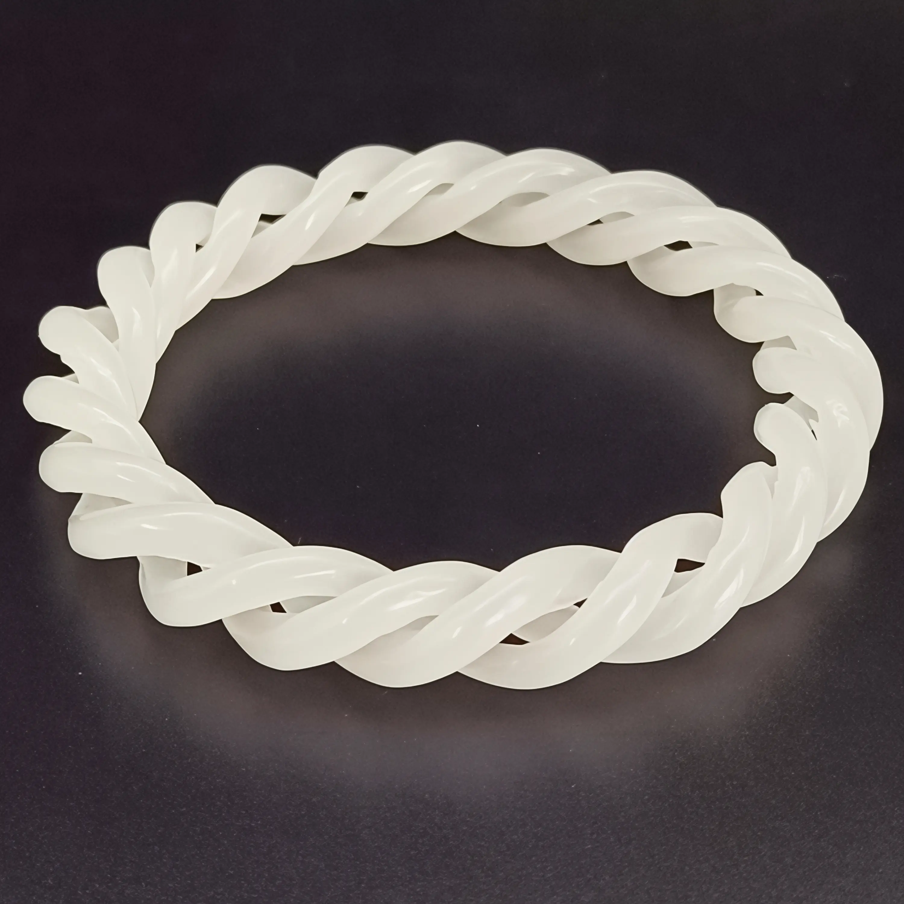 White Carved Hetian Jade Bracelet - Elegant Twist Design for Women's Fashion Accessories White Carved Hetian Jade Bracelet - Elegant Twist Design for Women's Fashion Accessories