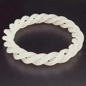 White Carved Hetian Jade Bracelet - Elegant Twist Design for Women's Fashion Accessories