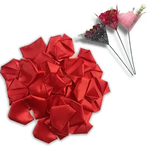 150/300Pcs Premade Satin Ribbon Rose Petals Half Finished Eternal Rose DIY Ramos Flowers Bouquets Everlasting Floral For Handcrafters for Birthday Wedding Anniversary Valentine's Day