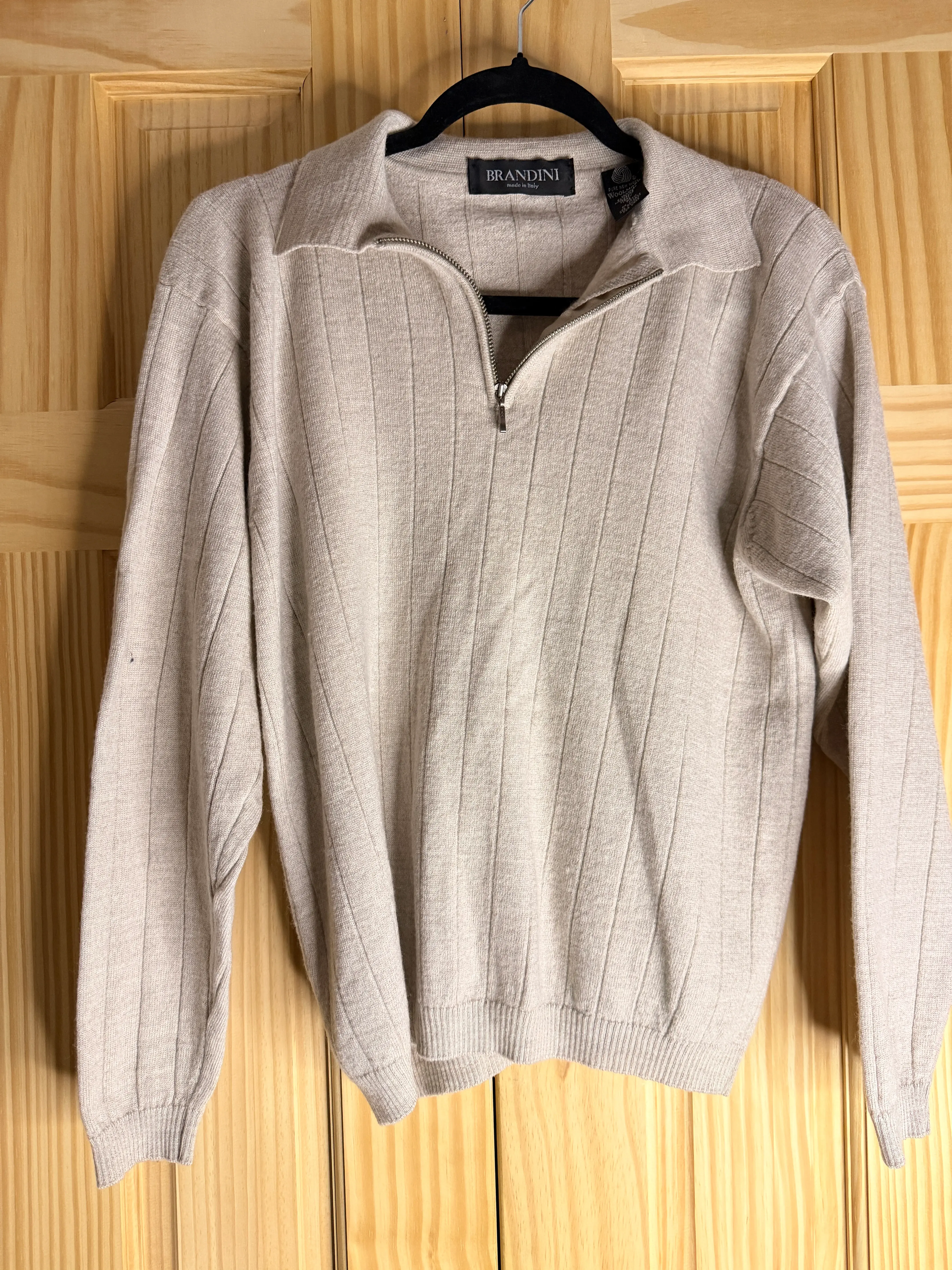 Brandini Made in Italy 100% Extra Fine Merino Wool Quarter-Zip Sweater - Men's M