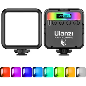 ULANZI VL49 RGB Video Lights, LED Camera Light 360° Full Color Portable Photography Lighting w 3 Cold Shoe, 2000mAh Rechargeable CRI 95+ 2500-9000K Dimmable Panel Lamp Support Magnetic Attraction