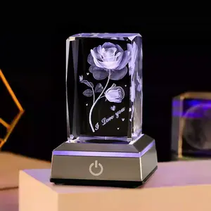 3D Rose Crystal Night Light with Adjustable LED Multicolor Mood Lighting Perfect Gift for Valentine‘s Day Anniversary Birthday Christmas for Her Girlfriend Wife Housewarming Home Decor Bedroom Decor Party Gift Adjustable Colors Holiday Deal
