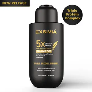Exsivia Triple Protein Complex Volumizing & Strengthening Shampoo - Reduces Breakage, Improves Look of Thinning & Damaged Hair, Adds Volume, Shine & Hydration - For Curly, Straight & Wavy Hair