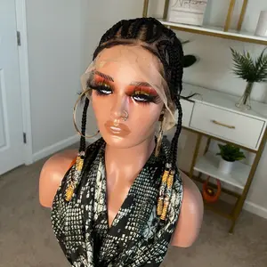 Cornrow with 2 Beaded Braids