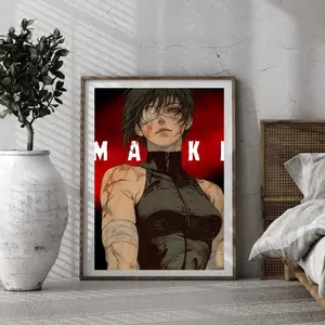 Retro Anime Poster Maki Jjk Anime Print Minimalist Anime Decor Manga Character Poster Gift For Anime Lover ( Unframed - Print Only )