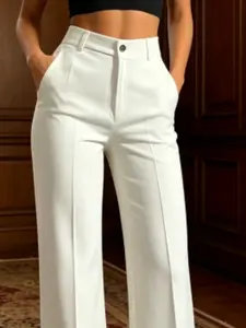 High-Waisted Straight Leg Suit Pants, Flowy Slimming Wide Leg Trousers, Office Commute Versatile Minimalist Wester Pants, Four-Season Style