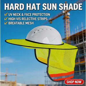 Hard Hat Sunshield - Upgrade Full Brim Neck Sunshade Cover with Reflective Strip for Hardhats