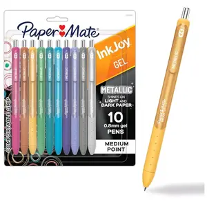 Paper Mate InkJoy Gel Pens, Metallic Pens, Retractable, Medium Point, (0.8mm) Assorted Colors, 10 Count