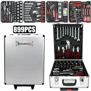 Bourvill 899PCS Tool Set, 4 Drawers Portable Toolbox, Complete Home Repair & Mechanic Tool Kit, Ideal for Daily Maintenance, Holiday Gift