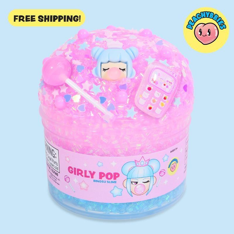 New PEACHYBBIES Baby Axolotl Slime 4oz Premium Scented ASMR Stress Relief Fidget Toy Cucumber Melon Scent with Pink Axolotl Charm & Sprinkle Mix ( Choose Slime )