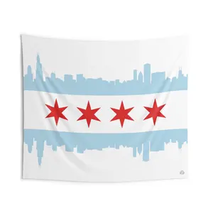 Chicago Flag Skyline - Wall Tapestry