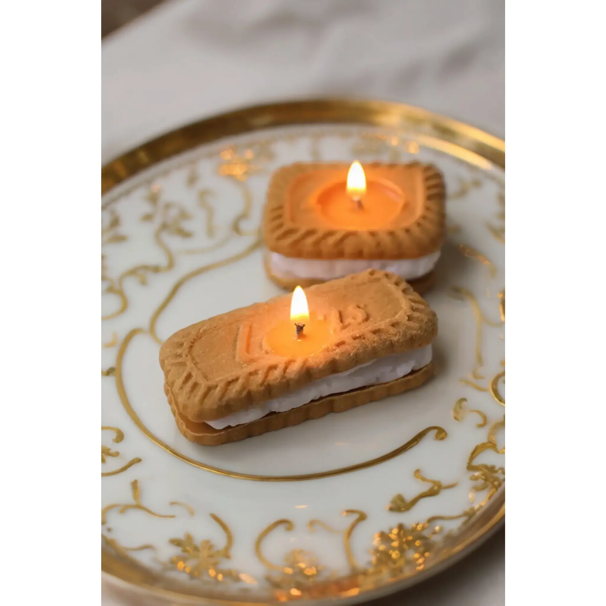 Gingerbread Cookie Candle Set 4pc Heat Safe Square & Rectangular Candles Eco Friendly Soy Perfect for Kitchen Decor & Holiday Styling