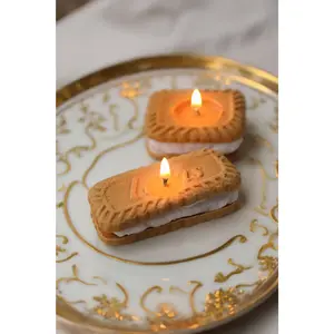 Gingerbread Cookie Candle Set 4pc Heat Safe Square & Rectangular Candles Eco Friendly Soy Perfect for Kitchen Decor & Holiday Styling