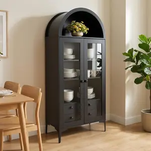 VEVOR Display Cabinet with Doors, 67in Tall Display Case with 2 Adjustable Shelves, 3 LED Lights, 5-Tier Curio Collectibles Storage Cabinet, Bookshelf Bookcase for Pantry Bedroom Living Room OfficeVEVOR Super Brand Day