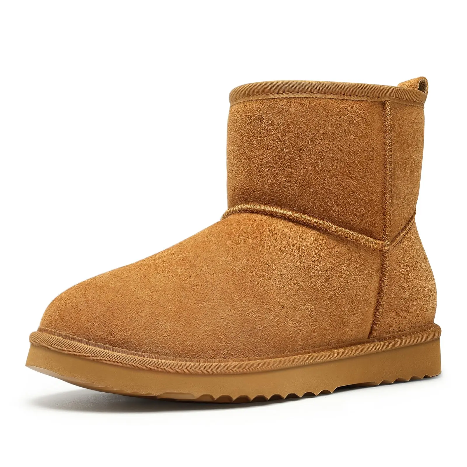 Eyriphy Genuine Suede Mini Boots for Women Winter Warm Fuzzy Boots Comfort Snow Boots with Fur Lined