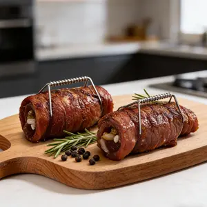 [2026 Pro Edition] 10-Piece Stainless Steel Meat Roll Clamps, Reusable Rouladen Clamps for Roasting & Grilling, Heavy-Duty Kitchen Cooking Gadgets