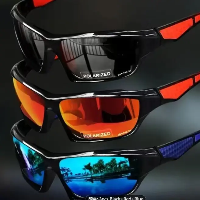Men's polarized sunglasses with colored coating, suitable for outdoor night vision, suitable for drivers as driving sunglasses, suitable for sports as sports sunglasses. Sports glasses