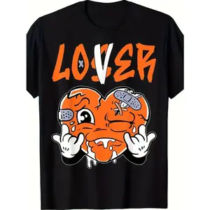 Loser Heart Broken Cartoon Graphic T-Shirt, Edgy Sad Heart Middle Finger Tee, Alt Aesthetic Emo Heart Shirt, Alternative Music Gift, Punk Rock Top