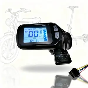 S886 Waterproof LCD Display for Uart 2 Protocol, Ip65 Rated, Suitable for Electric Bicycles & Scooters, 6pin Wired Touchscreen