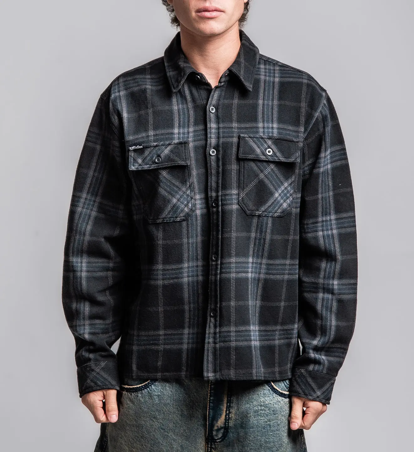 Affliction Men's Button Down Long Sleeve Shirt Winged Up