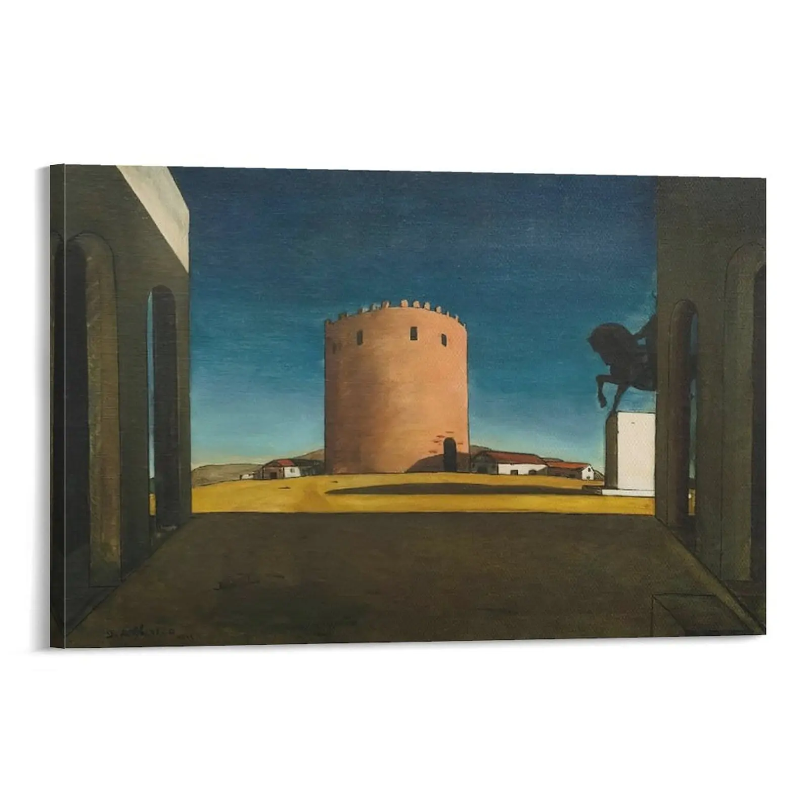 The Red Tower by Giorgios De Chiricos. Printed Posters, Canvas Wall Art. Great Photo Gift Idea. Poster Canvas Wall Art For Bedroom Decor Bar Office Room Decor Gift
