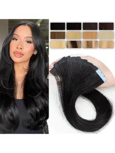 Human Hair Highlight Mini Tape-In Hair Extensions, Skin Weft Design, 10pcs/bag for Side Hair Styling, No Ca Prop 65 Re