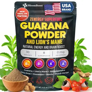 Guarana Powder 1,000mg Per Serv - Lion’s Mane, Ashwagandha, Maca,... Natural Caffeine Energizer, Brazilian Herbal Extract, Bulk Superfood, Vegan Friendly, & Non-GMO - 4.2oz (30 Servings)