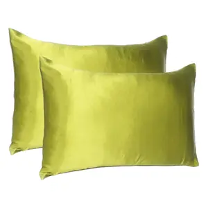 HomeRoots 387842 20 x 40 in. Lemongrass Dreamy Silky Satin King Size Pillowcases