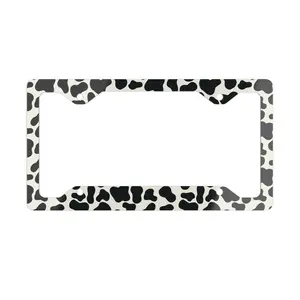 Cow Print Farmhouse Western Metal License Plate Frame