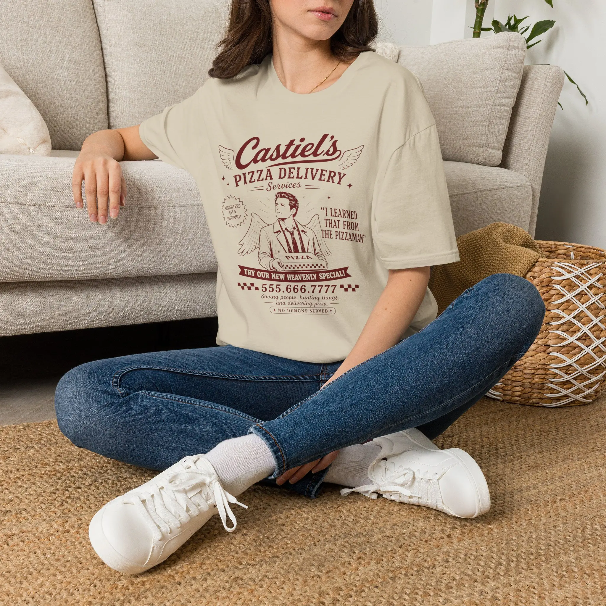 Funny Castiel I Learn It From Pizza Man Series Shirt, Supernatural Shirt, Dean Winchester Sam Winchester