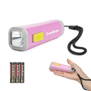 #SpringGlowUp EverBrite Kids Flashlight, Mini LED Flashlight, Plastic Torch Use for Emergencies, Camping, Outdoor with Lanyard 3AAA Battery Included, Pink