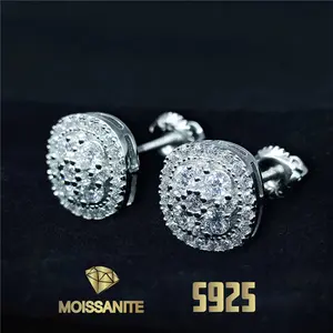 1 Pair Of 925 Sterling Silver 0.64 Carat Moisanite Round Stud Earrings For Everyday Wear, Parties, Valentine's Day, Christmas, Halloween, Wedding Anniversaries - A Sparkling Jewelry Gift With A Plush Gift Bag