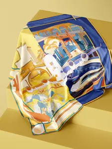 Silk Printed Square Towel, Soft Absorbent Bath Towels, Ideal for Daily Use & Spa Treatments, Perfect Gift Choice