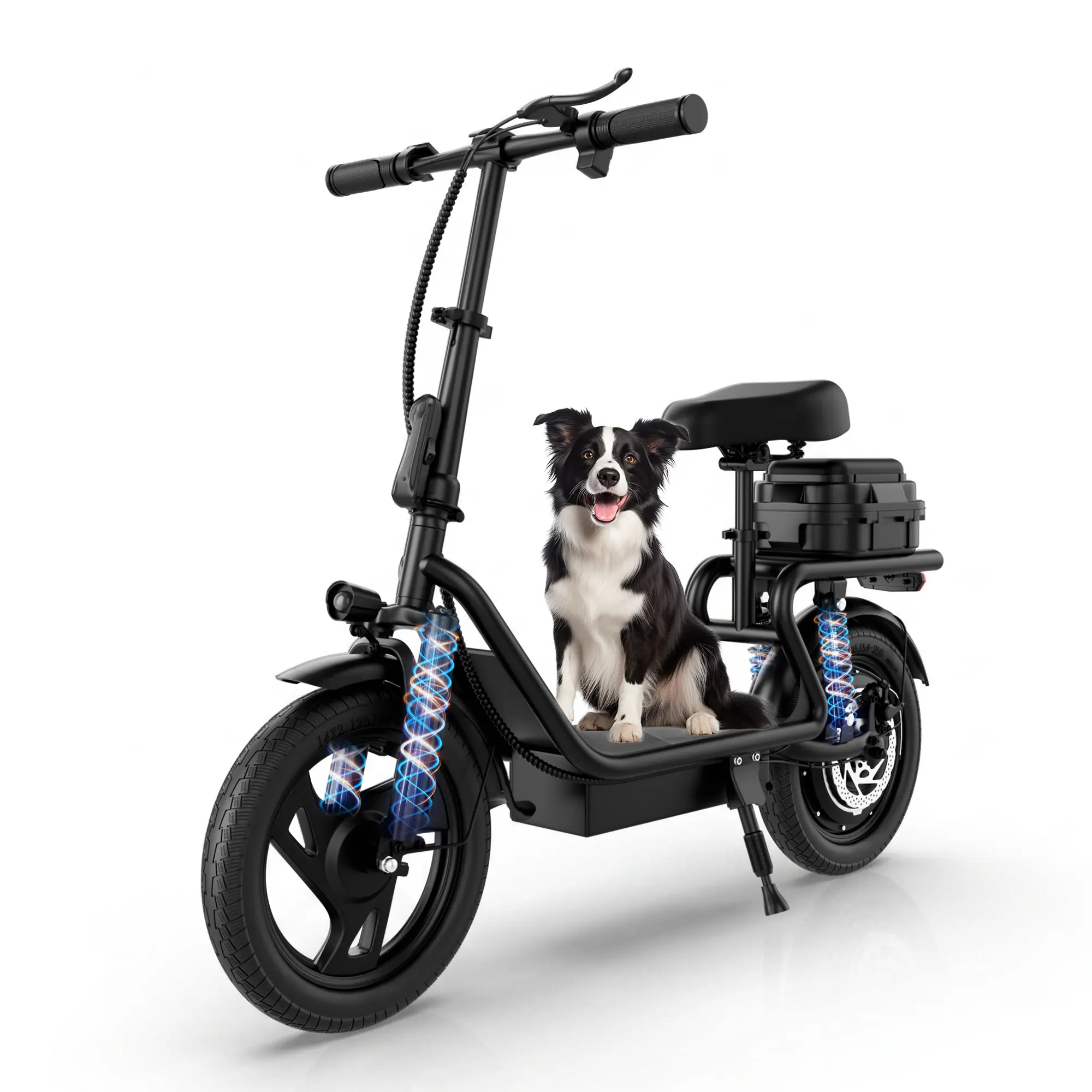 Adult Electric Dual Suspension Scooter with 500W Motor 14'' Tires 22 mph Top Speed 27/49 Mi Range Foldable Design Digital Display Cruise Control Rear Seat Box Adjustable Handlebars Portable Commuter for Sports & Outdoor Fitnesssummerwins
