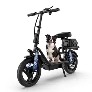 Adult Electric Scooter with 500W Motor, 14'' Tires, 22 mph Top Speed, 27/49 Mi Range, Foldable Design, Dual Suspension, Digital Display, Cruise Control, Rear Seat Box, Adjustable Handlebars, Portable Commuter Scooter for Sports & Outdoor Fitness, Dual Sus