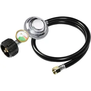 3   Regulator Hose with  Tank Gauge Universal Grill Regulator Replacement , QCC1 Hose and Regulator for  LP Gas Grill, Heater and Fire Pit Table, 3/8" Female Flare Nut