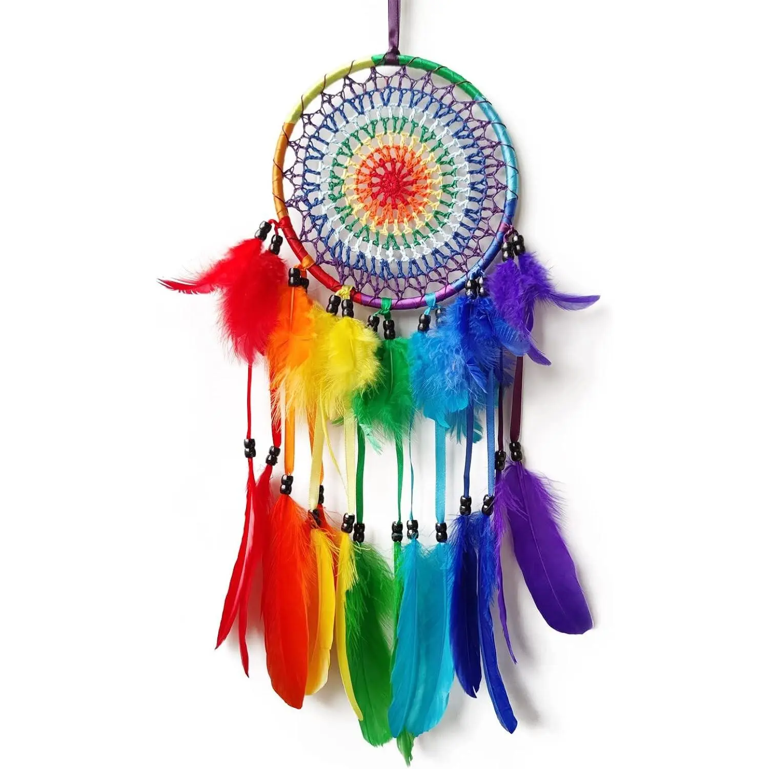 Colorful Feather Dream Catchers Wall Decor | Handmade, Wall Hanging Ornament, Bedroom Living Room Home Decor