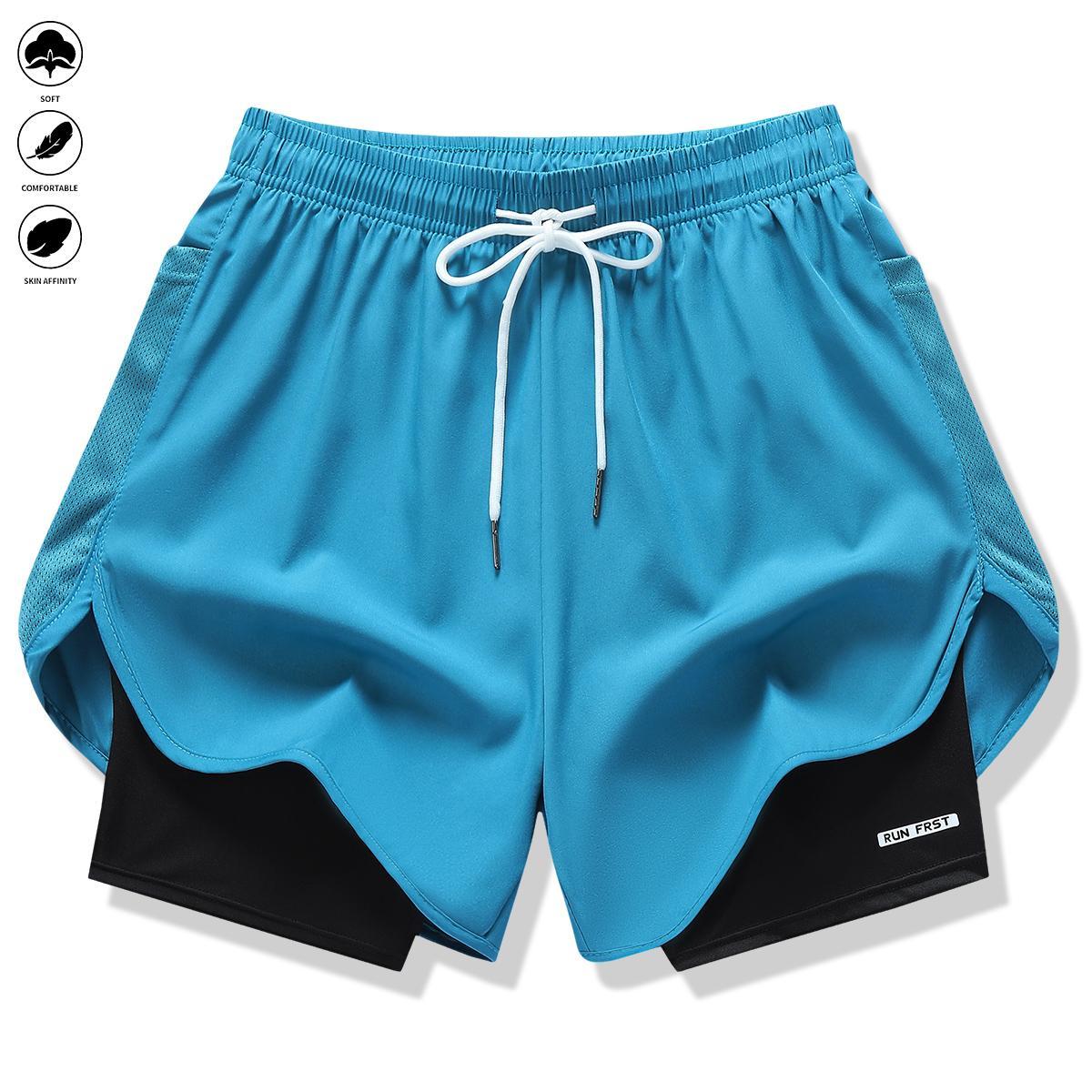 Pack of 3 Women’s casual athletic pants, Faux two-piece design, Solid color with inner lining, elastic drawstring waistband, suitable for outdoor fitness, running, sports, and casual wear, women’s shorts