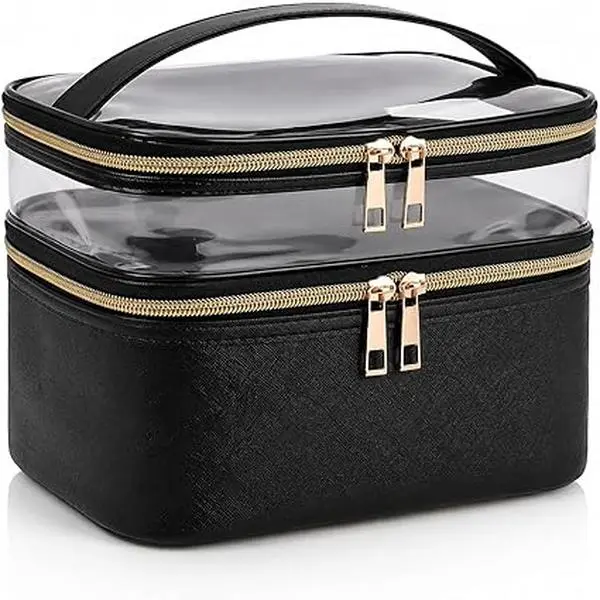 Travel Makeup Bag Cosmetic Organizer Case Waterproof Foldable Storage Bag Black