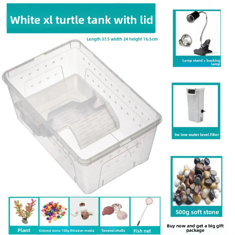Extra-large transparent white turtle square box [s