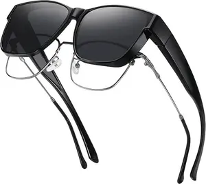 GEGURI Polarized Sunglasses Fit Over Glasses for Men Women, Oversized Square Sun Glasses UV400 Protection Shades