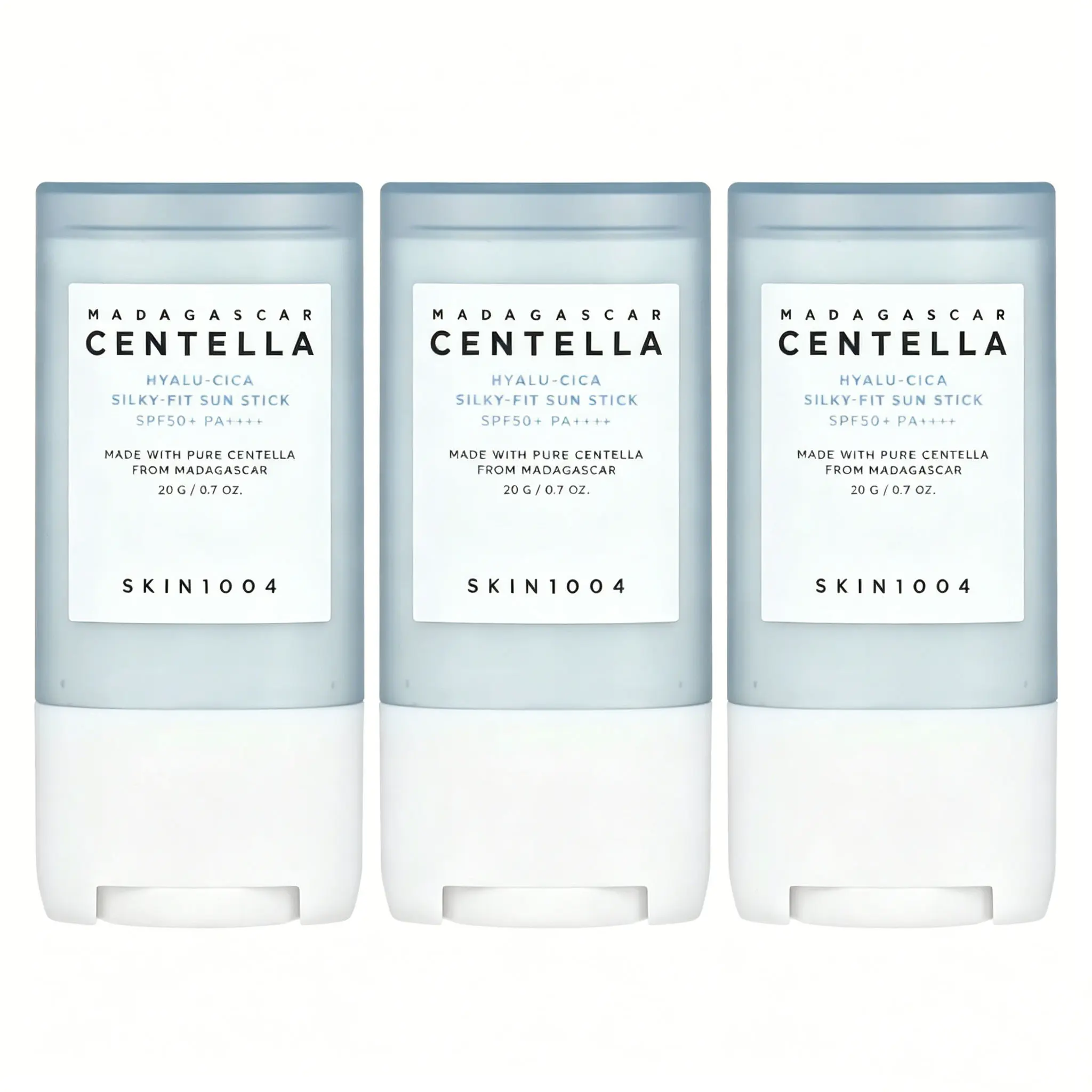 3PCS SKIN1004 Madagascar Centella Hyalu-Cica Silky-Fit Sunscreen Stick SPF50+ PA++++, 0.7 oz (20 g)